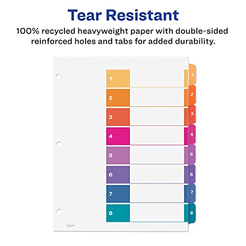 Avery 11081 Ready Index Customizable Table Of Contents, Asst Dividers, 8-Tab, Ltr, 3 Sets #TOP5