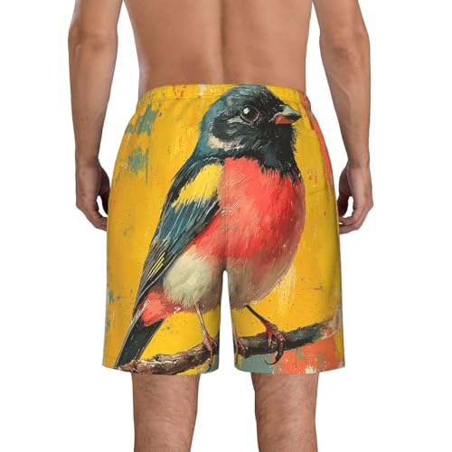 Men's Swim Trunks Beach Board Shorts Swimming Quick Dry - Colorful Birds Retro3