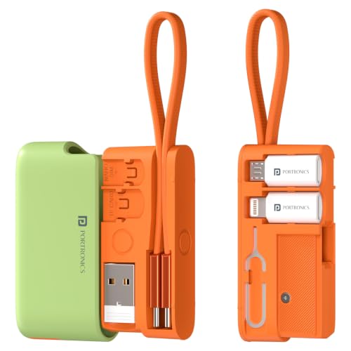 Image of Portronics Snapcase Ultra Multifunctional 8-in-1 Cable & tool Kit, 60W Fast Charging, USB-A, Type-C to Type C, 8-Pin & Micro Adapters, SIM & Micro SD Holder, High-Speed Data transfer, Green