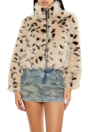 Forever 21 Women's Cheetah Faux Fur Zip-up Coat