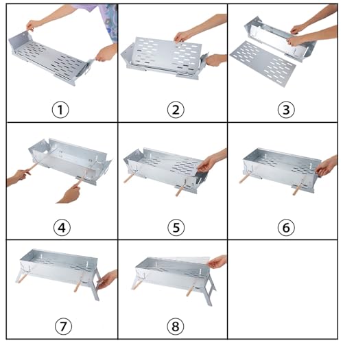 BBQ charbon pliable en acier inoxydable durable avec grille réglable