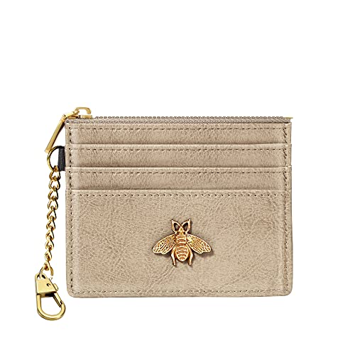 Image of SEAVILIA Card Holder Keychain Wallet for Women with ID Window RFID Coin Purse Bee Gifts Slim Minimalist Small Wallet