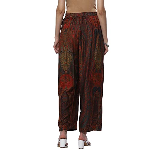 Image of BIBA Women Rayon Straight Printed Palazzo