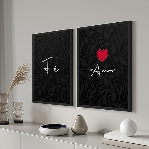 Quadros decorativos com Moldura com frase Fé Amor