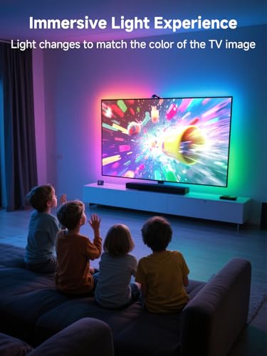 Image of GIPOYENT TV LED Backlight with Camera, 10.5FT RGBIC Screen Sync Lights for 32-50 Inch TVs & PC Monitors, Music Sync LED Strip Lights with App for Gaming, Movies, Bedroom