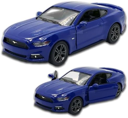 Miniatura de carro Ford Mustang Gt 2015 13 Cm, Em Metal, abertura de portas laterais, rodinhas em borracha com fricção, Carrinho de ferro em miniatura colecionável (Azul)
