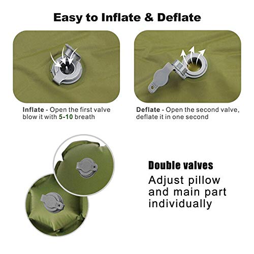 Hitorhike Backpack Sleeping Pad Lightweight Camping Sleeping Bag Pad Ultralight & Compact & Inflatable Air Mattress Pad-Insulated Air Mat for Camp,Backpacking,Hiking,Scouts,Travel(Green) - Thumbnail 5