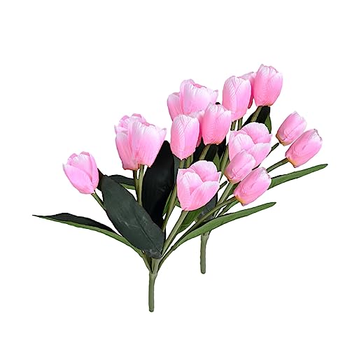 susiodeu 2 pièces 9 têtes Bouquet de Fleurs artificielles Tulipes Vraie Touche mariée Faux Bouquet de Fleurs pour la décoration de Mariage décor, Rose