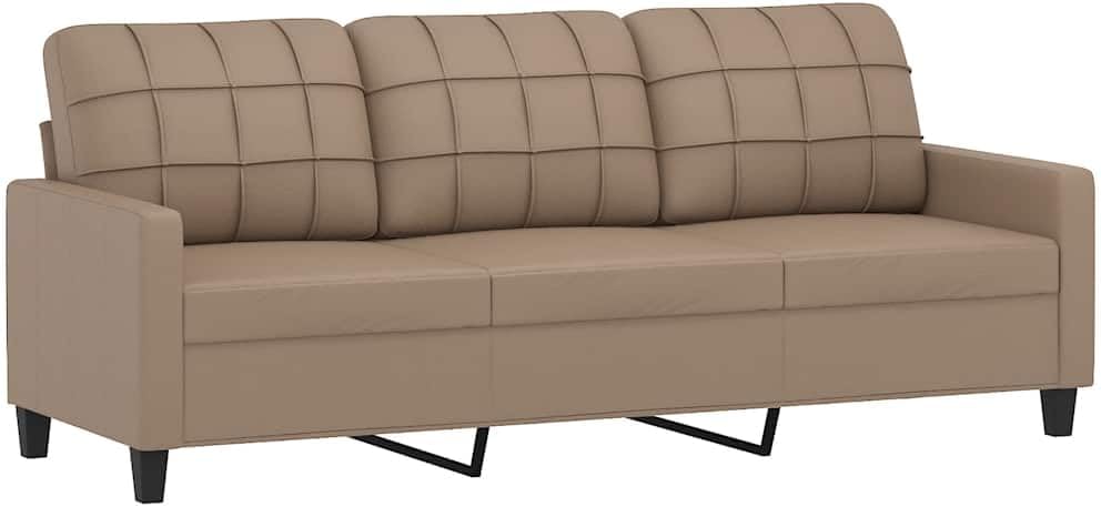 3-Seater Sofa Cappuccino Faux Leather 3-Seater Durable Living Room Furniture