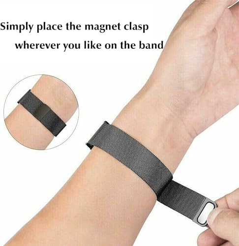 INEFABLE 19mm Stainless Steel Chain Watch Strap with Magnetic Buckle for Noise Colorfit Pro 2, Boat Storm Smart Watch and Watches with 19mm Lugs - Pack of 1 (Black)