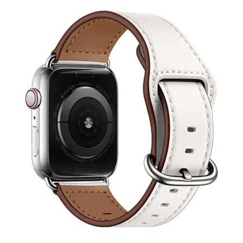 Bracelet Apple Watch 38/40/41 mm cuir véritable blanc, sublimez votre montre