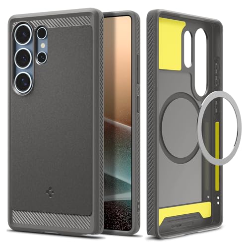 Spigen Rugged Armor MagFit Coque Compatible avec Samsung Galaxy S25 Ultra - Gris