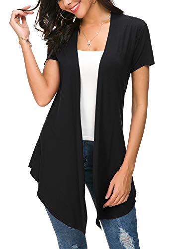Urban CoCo Womens Open Front Short Sleeve Cardigans for Women Lightweight Summer Drape Cardigan Vest