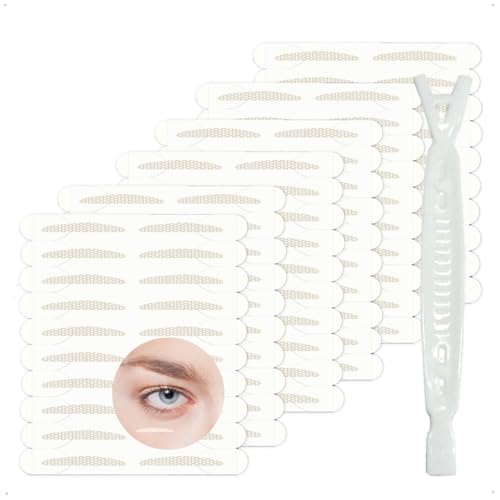 SanKristo 120 tiras para levantar párpados caídos, cinta adhesiva invisible ancha, ultra natural y resistente, impermeable, agranda y tensa los ojos, tensor maquillaje