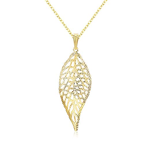 Collier feuille ajouré : bijou raffiné pour femmes et filles 42cm