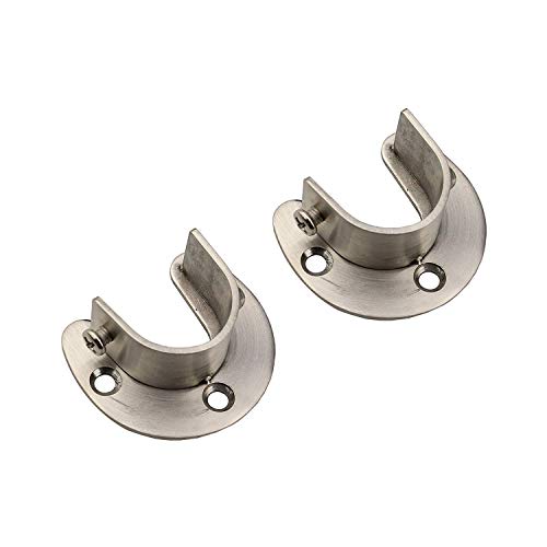 Rzdeal 25 mm rond réglable Rail de penderie Biellette de direction support support en acier inoxydable Argenté (lot de 2) Cover