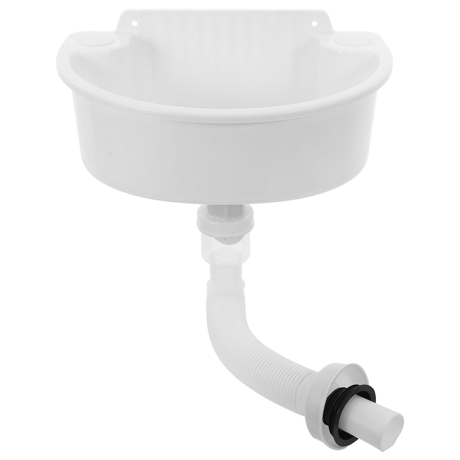 Fregadero de pared para caravana y dormitorio compacto con desagüe blanco flexible Housoutil