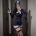 TWBQND Women's Sexy Police Cosplay Costume Erotic Officer Outfit Policewoman Cop Outfits Dress Fancy Dress with Stockings Hat Valentine's Day Halloween