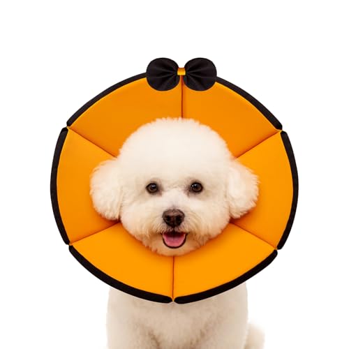 Image of MAXFUT Soft Dog Cone Collar,Foam Cone for Dogs to Stop Licking After Surgery,Non Inflatable Dog Donut Cone (Orange, XS)