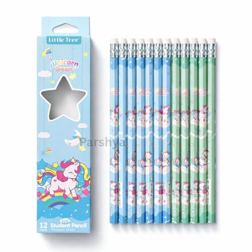 Image of KiddieWorld Unicorn Dream HB Pencils for Kids (12 Pcs) | Cute Printed Student Writing Pencil Set with Eraser | School Stationery, Handwriting Practice, Return Gift, Birthday Party Favors