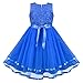 Sunny Fashion Flower Girls Dress Cobalt Blue Belted Wedding Party Bridesmaid Size 12