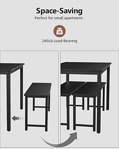 image for MIERES Table Set 2 Benches Small Kitchen Dining Room Furniture Modern 