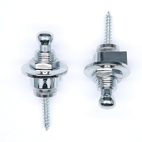 harpfeas 2 PCS Guitar Strap Lock Buttons Guitar Strap Locks Set Security Quick Release Strap lock Retainer System for Electric,Bass,Acoustic Guitar (Chrome) - Thumbnail 2