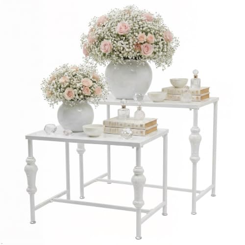 JAYEUW Retail Display Tables White Boutique Nesting Tables