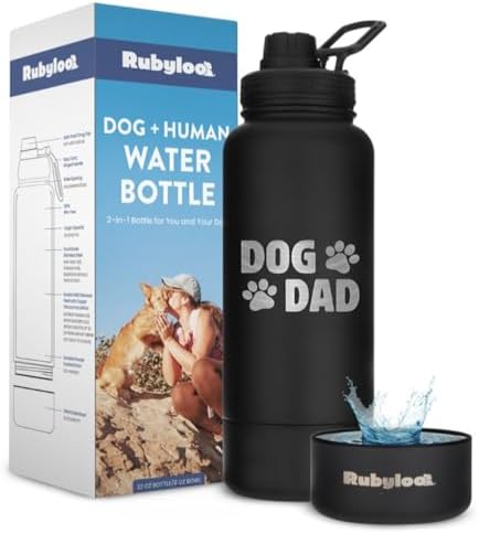 Dog Dad Water Bottle – 32 oz Stainless Steel Double Wall Insulate...