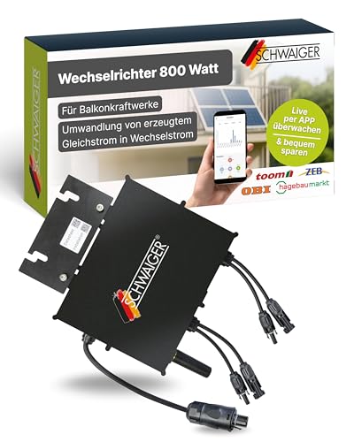 SCHWAIGER Wechselrichter 800W I für Balkonkraftwerke & kleine Solaranlagen I zur Umwandlung von Gleichstrom in Wechselstrom I Spannungsumwandler für Photovoltaik I per App steuerbar