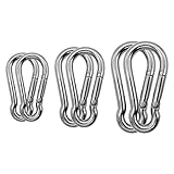 Outmate Premium 316 Stainless Steel Carabiner Set of Various Size 2"-3" Marine Grade Heavy Duty Rust Free in Seawater for Gym Garage Keychain Etc(316,Mix Size,Pack of 6)