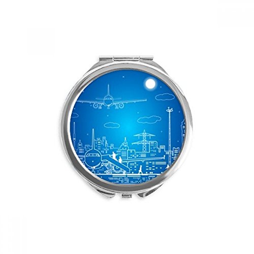 Miroir rond de poche metropolis ville avion nuage paysage portable multicolore