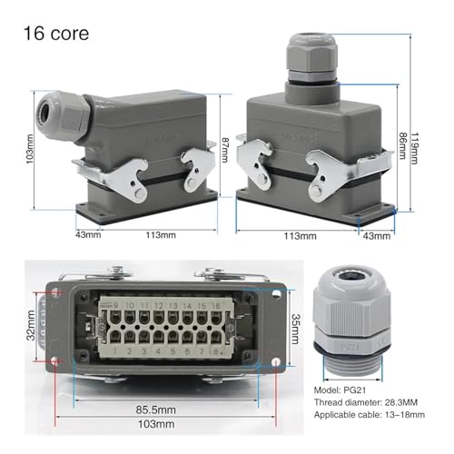 Conector Rectangular Heavy Duty 16 Pines 16A 500V miniatura 5