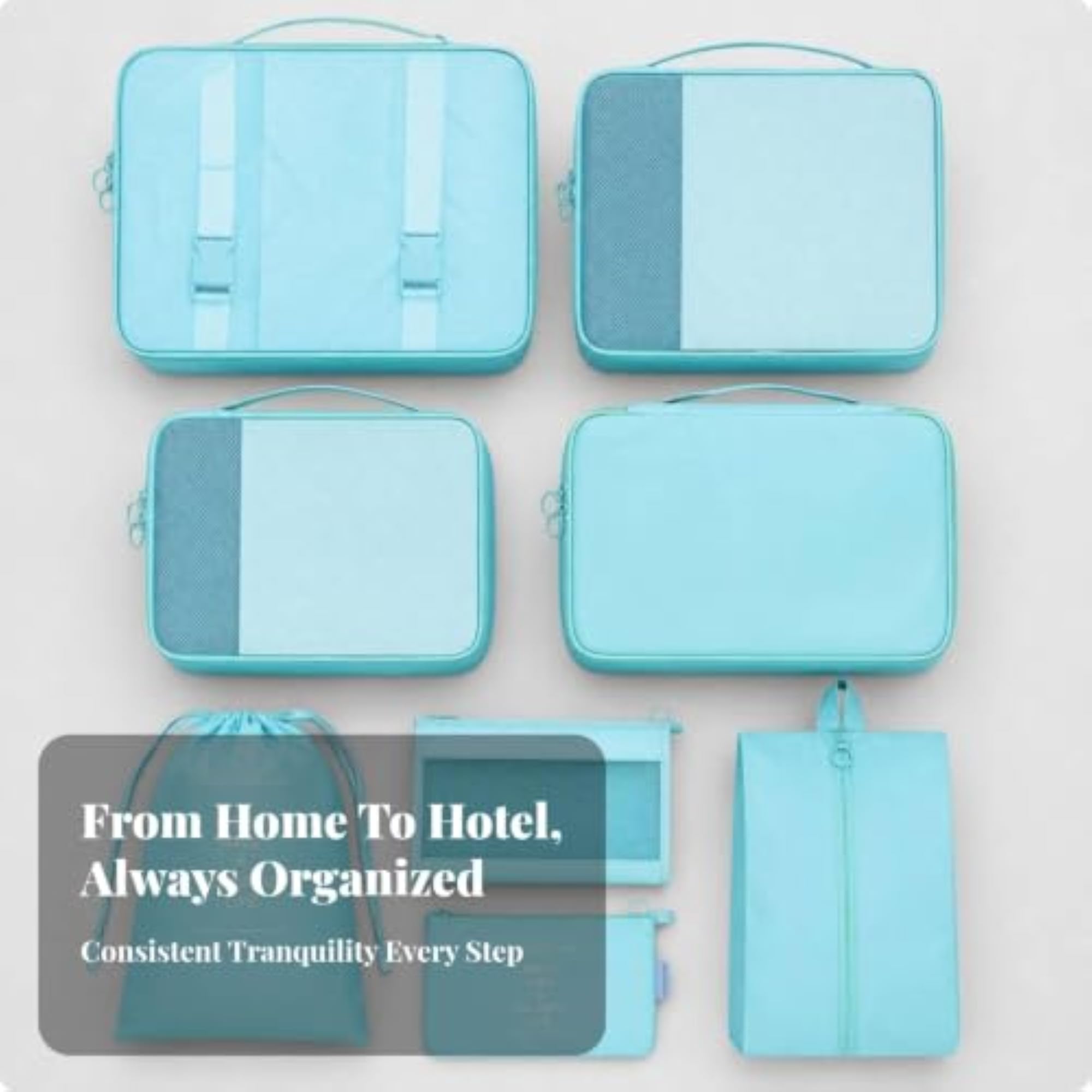 8 Pieces Space-Saving Travel Organizer Set