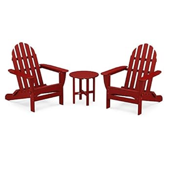 Alternative view of POLYWOOD PWS214-1-CR Classic Adirondack Chair Seating Set in Crimson Red