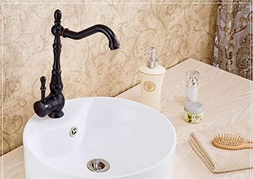 Kitchen Sink Faucet for Bar Farmhouse Commercial, Polished Black Kitchen Faucet, Brass Swivel Kitchen Sink Faucet, 360 Degree Rotating Water Tap, Kitchen Mixer Tap