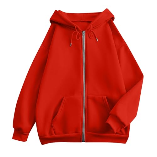 OIOLOYJM Zipper Hoodies for Women Long Sleeve Oversized Sweatshirts Y2k Drawstring Soft Jacket 2025 Fall Fashion with Pockets