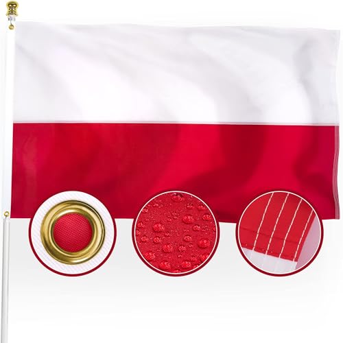 XIFAN Premium Poland Flag 3x5 ft Outdoor Large Double Sided Heavy Duty 210D Nylon Republic of Poland National & Country Flag Longest Lasting Decoration with 4-Stitch Hemming Brass Grommets
