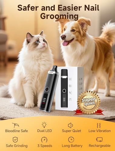 Image of Dog Nail Grinder Whisper Quiet & Safe for Sensitive Dogs & Cats