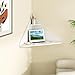 Giantex Corner Floating Desk, Wall Mounted Computer Desk with Storage Shelf, Space-Saving Writing Desk, Triangle Laptop Desk for Living Room, Study, Bedroom, Home Office & Small Spaces (White)