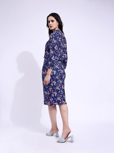 Image of PURVAJA Women's Puff Sleeve Midi Printed Co-Ords