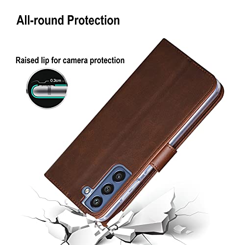 Cresee Case for Samsung Galaxy S21 FE 5G, PU Leather Wallet Flip Cover [3 Card Slots 1 Money Pocket] [Magnetic Closure] [Stand Kickstand] Folio Phone Case for Galaxy S21 FE - Brown - Image 7