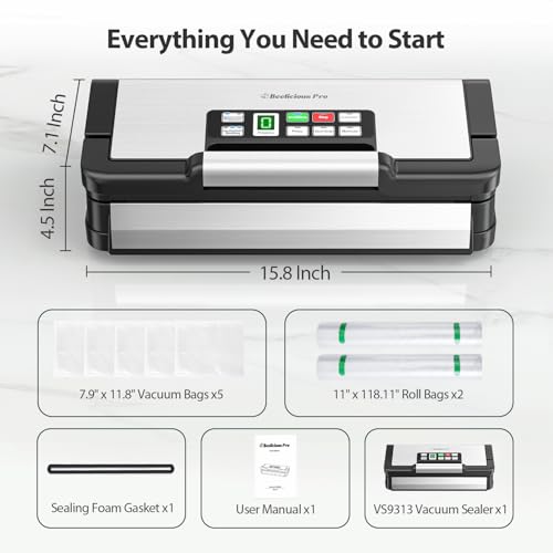 Image of 95kPa Vacuum Sealer Machine with AquaLock Technology, for Moist Seals, 2X Seal & 130W, Fully Automatic Food Sealer, Built-In Cutter