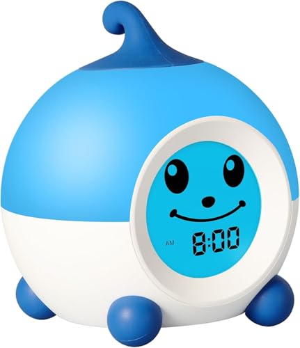 I·CODE Toddler Alarm Clock, Children's Sleep Trainer with Red Green Light,Toddler Sleep Aid Night Light with Auto-Off Timer, Ideal Gift for 2-9 Years Old Younger Children (Blue)