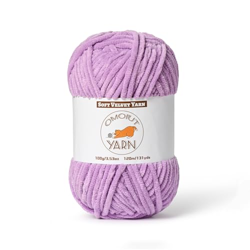 Image of Fluffy Velvet Yarn for Crocheting, Chunky Chenille Baby Blanket Yarn for Crocheting, Soft Fuzzy Puzzle Yarn for Knitting, 100g /3.53oz Bulky Thick Amigurumi Crochet Yarn（Light Purple）
