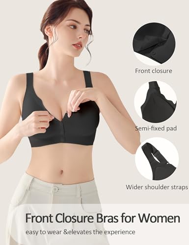 Image of Gailife Jelly Front Closure Bras for Women Wireless No Underwire Comfort Convenient Seamless Supportive Mastectomy Bralettes