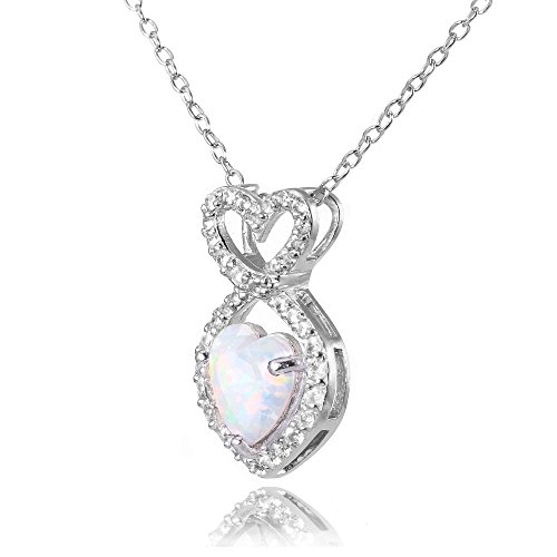 Ice Gems Sterling Silver Genuine, Created or Simulated Gemstone and White Topaz Infinity Heart Necklace2