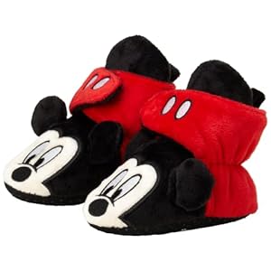 Disney Baby Boys’ Mickey Mouse Booties – Soft Fleece Slipper Socks (Newborn/Infant)