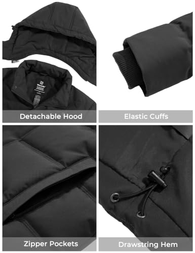 Image of wantdo Men's Puffer Jacket Hooded Winter Coat Warm Thicken Winter Jacket