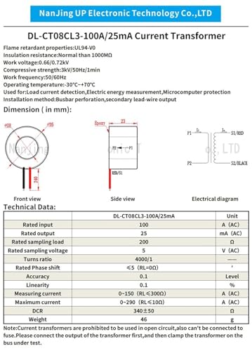 Transformateur de courant DL-CT08CL3 pour sécuriser et mesurer la consommation 5A à 150A - 3